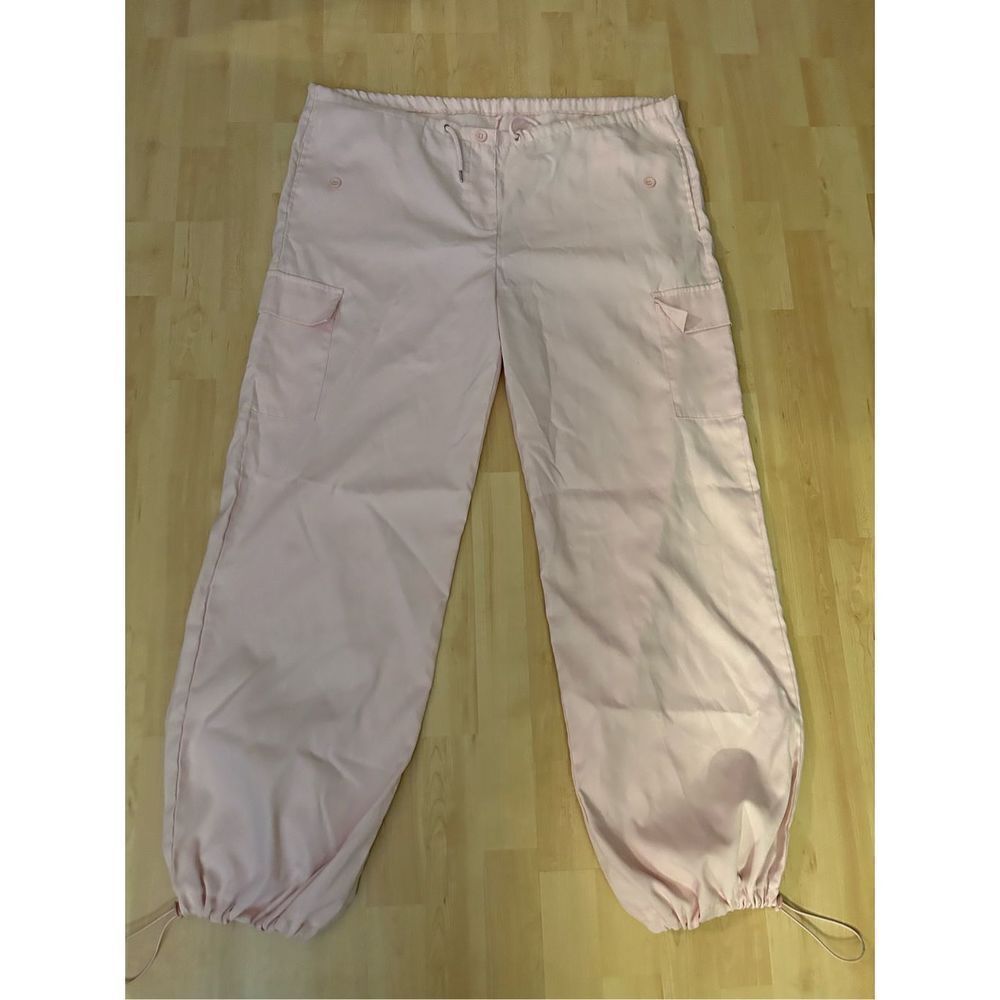 Parachute Pants Drawstring Loose Baggy Y2K Cargo Pants w Pockets L